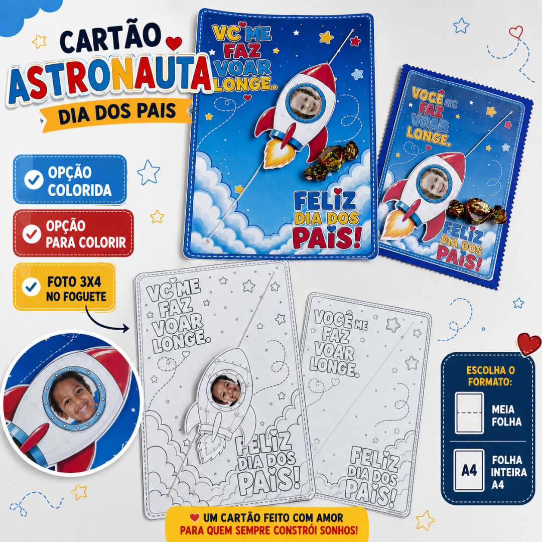Cartão - Astronauta - dia dos pais